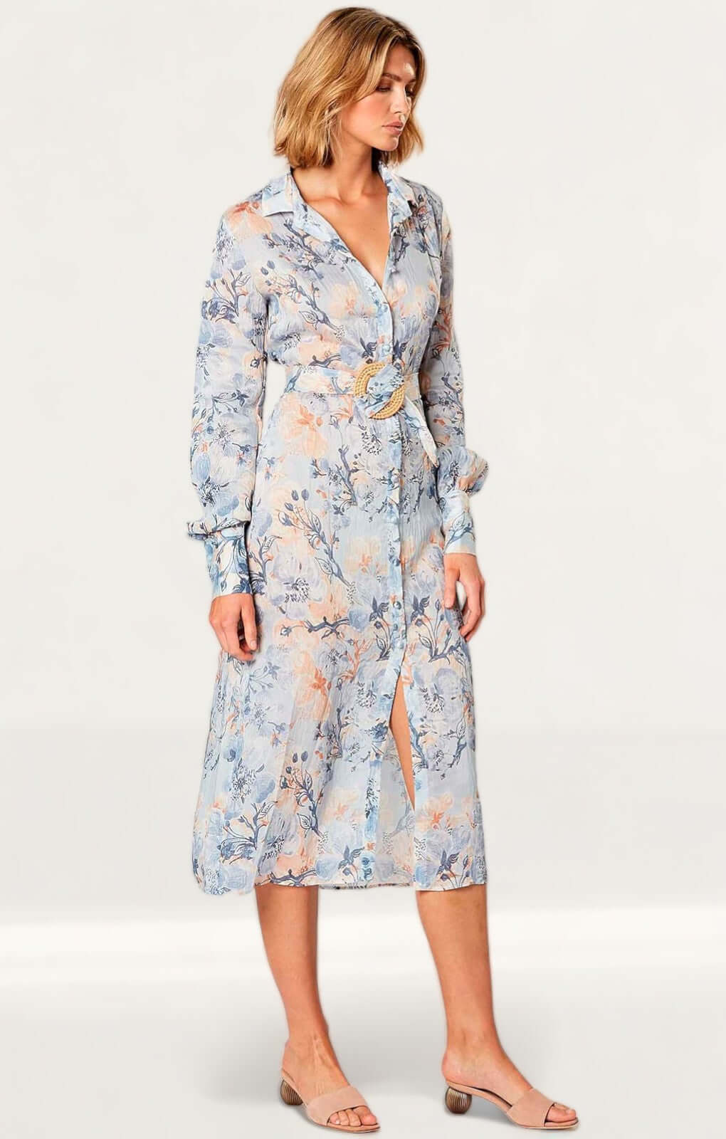 Winona Marina Long Sleeve Midi Dress