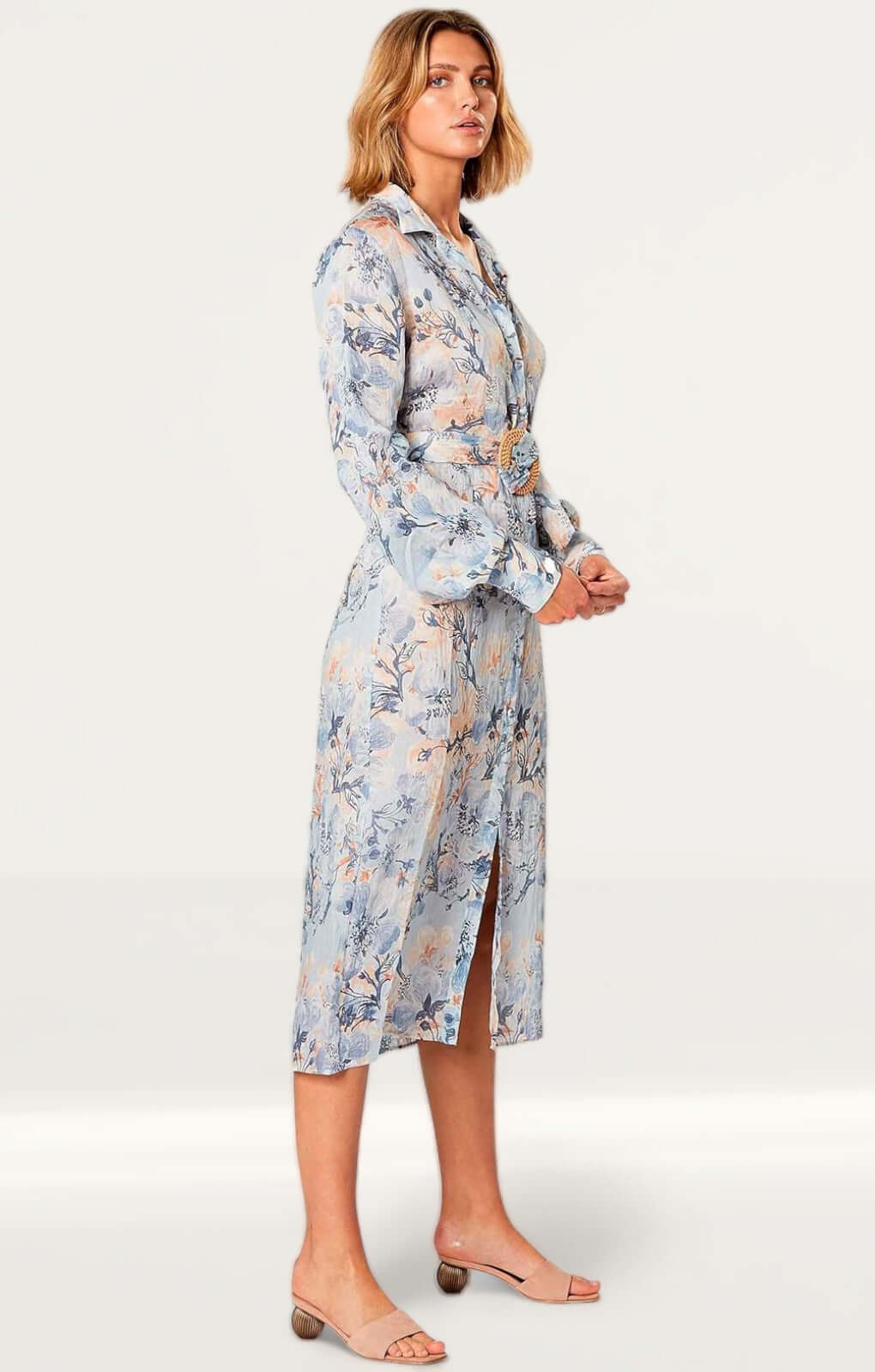 Winona Marina Long Sleeve Midi Dress