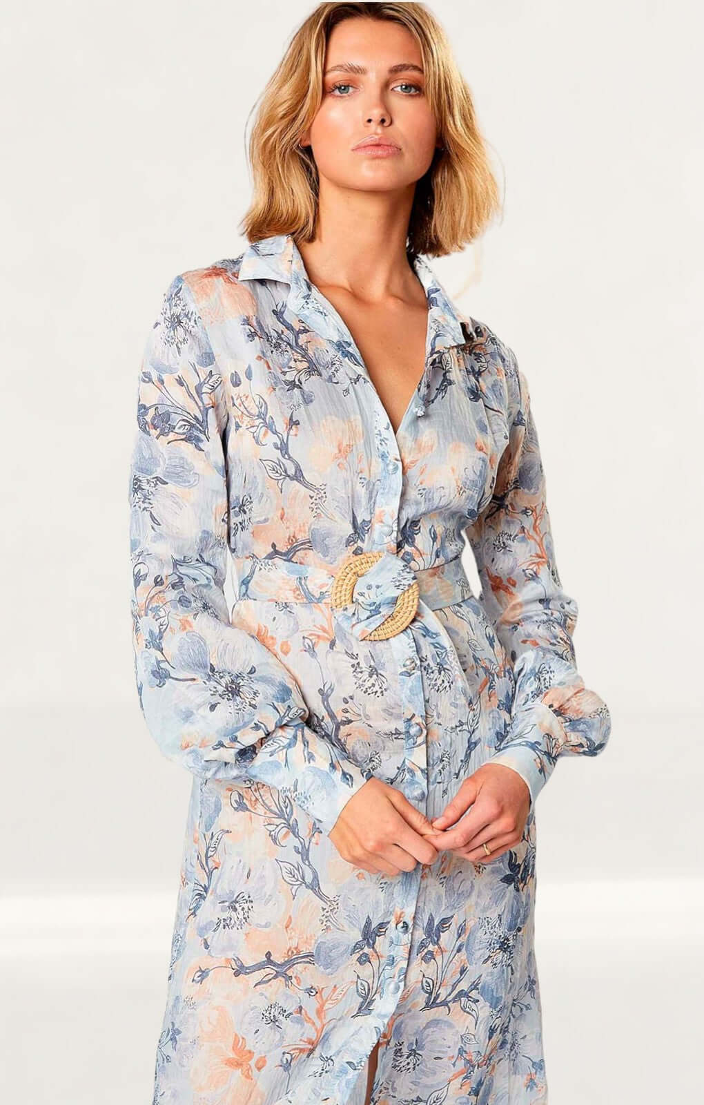 Winona Marina Long Sleeve Midi Dress