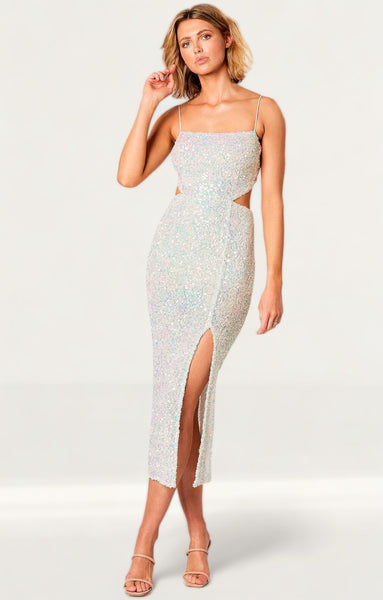 winona print mesh midi dress Winona Prism Sequin Midi Dress