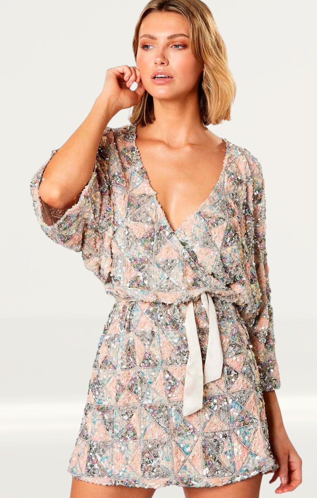 Winona Zircon V Neck Mini Dress