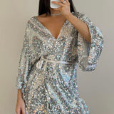 Winona Rhapsody Sequin Wrap Mini Dress