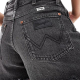 Wrangler High Waist Denim Short In Washed Black