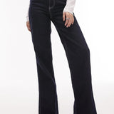 Topshop Retro Straight Kort Jeans In Indigo
