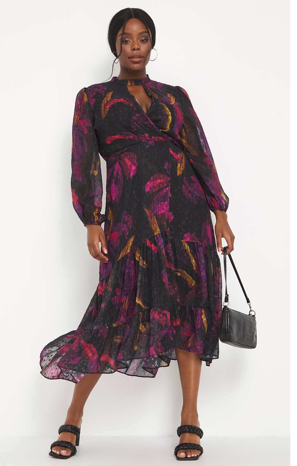 Simply Be Autumnal Floral Midi with Tiered Hem product image