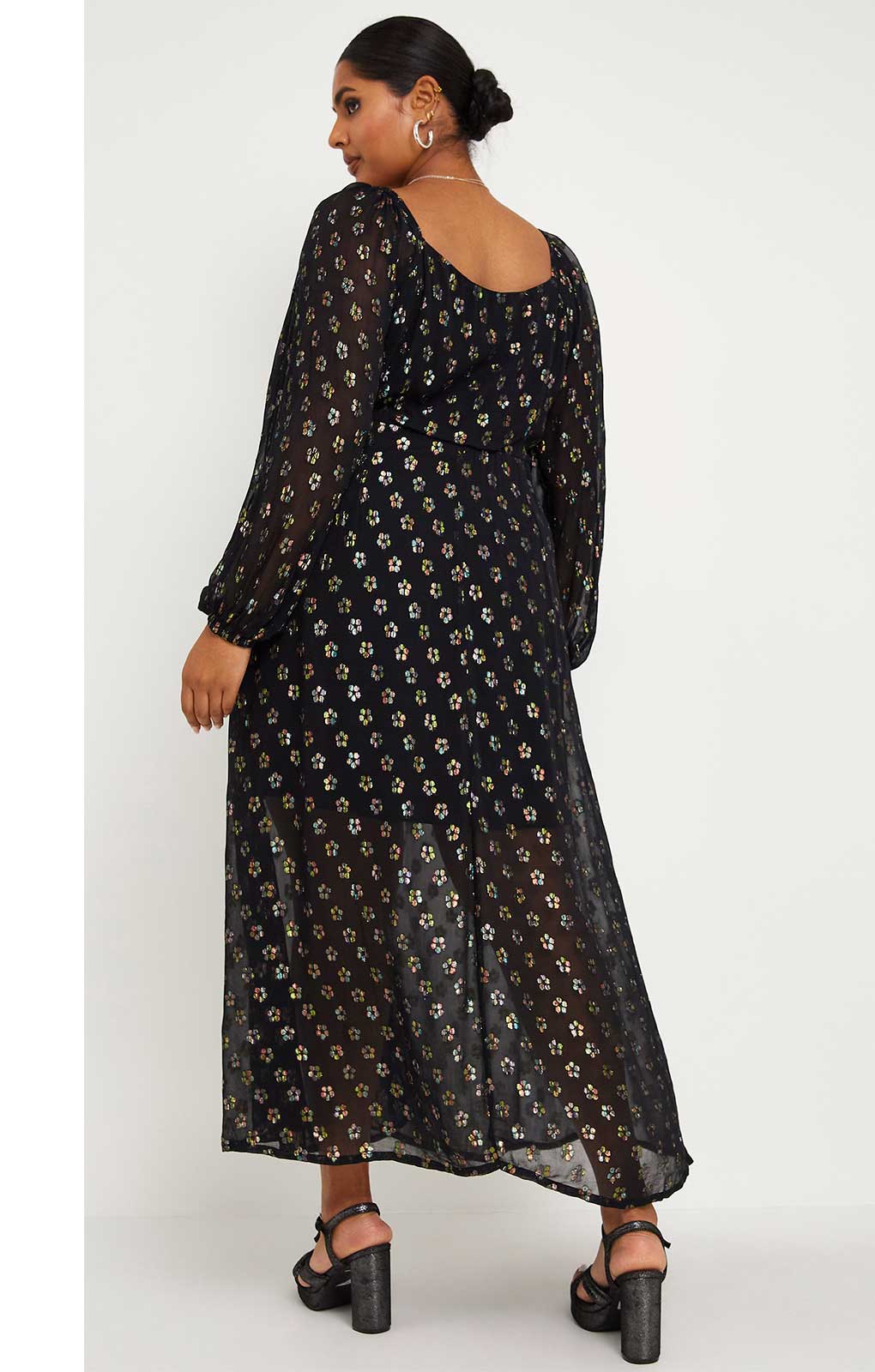 Simply Be Black Midi with Gold Foiling Print