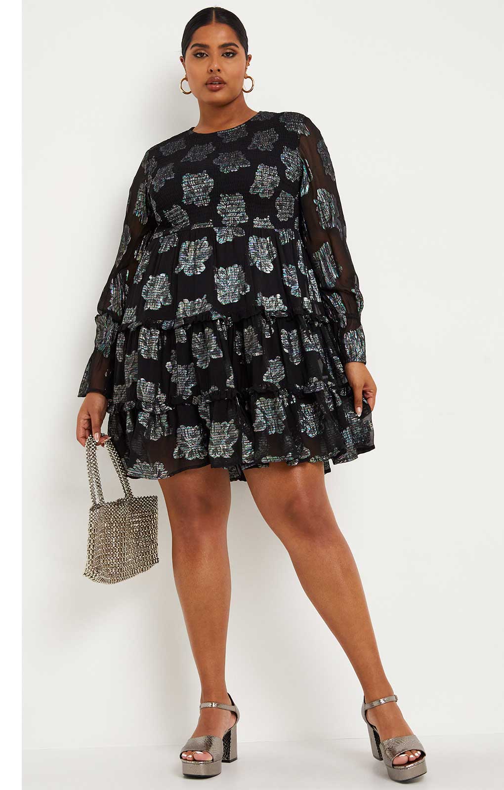Simply Be Black Mini with Floral Foiling Print