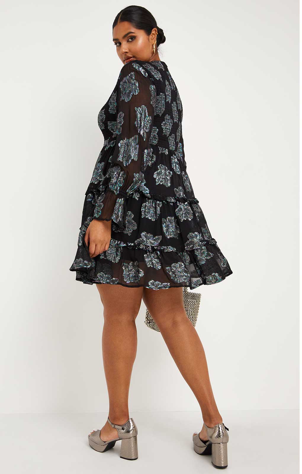 Simply Be Black Mini with Floral Foiling Print