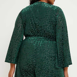 Simply Be Green Devoure Tie Waist Playsuit