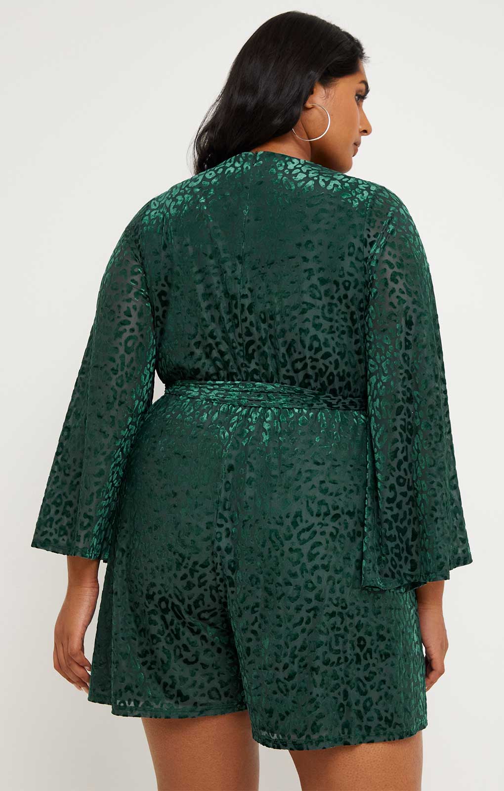 Simply Be Green Devoure Tie Waist Playsuit