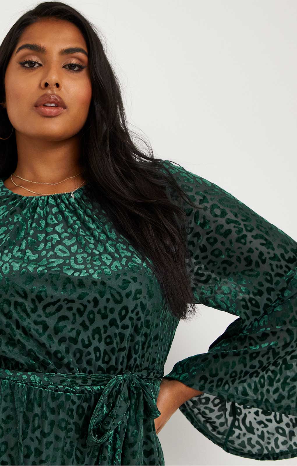 Simply Be Green Devoure Tie Waist Playsuit
