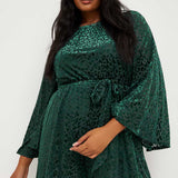 Simply Be Green Devoure Tie Waist Playsuit