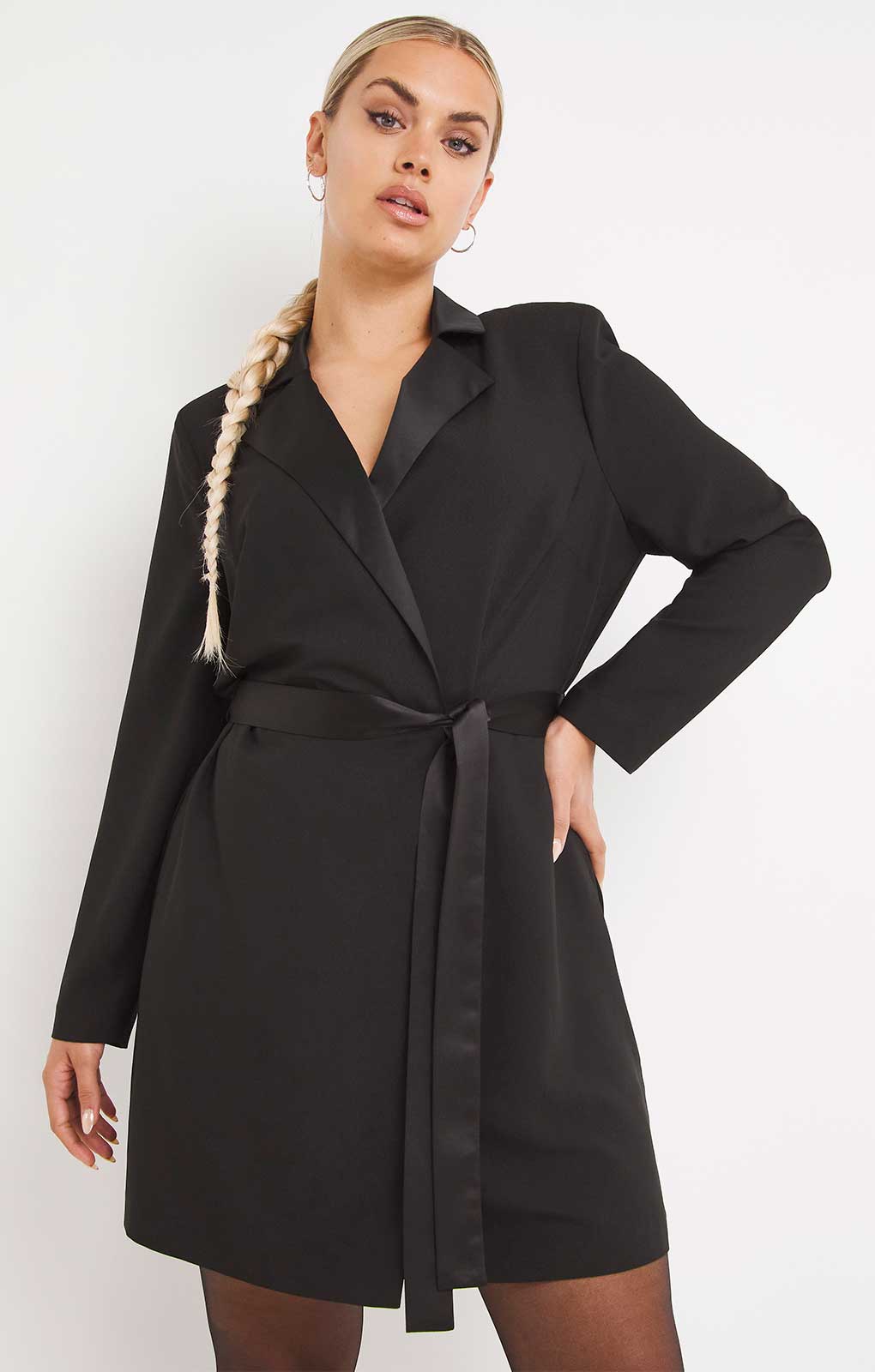 Simply Be Mini Black Blazer Dress with Satin Lapels product image