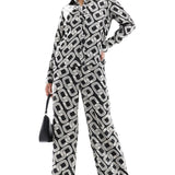 Y.A.S Satin Trouser In Mono Print