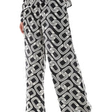 Y.A.S Satin Trouser In Mono Print