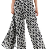 Y.A.S Satin Trouser In Mono Print
