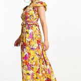 Y.A.S Shirred Bodice Maxi Dress In Florals