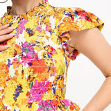 Y.A.S Shirred Bodice Maxi Dress In Florals