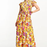 Y.A.S Shirred Bodice Maxi Dress In Florals