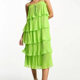 Y.A.S Tiered Cami Midi Dress In Green
