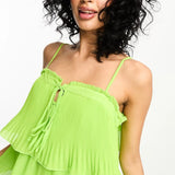 Y.A.S Tiered Cami Midi Dress In Green