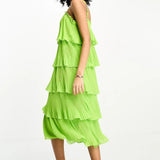 Y.A.S Tiered Cami Midi Dress In Green