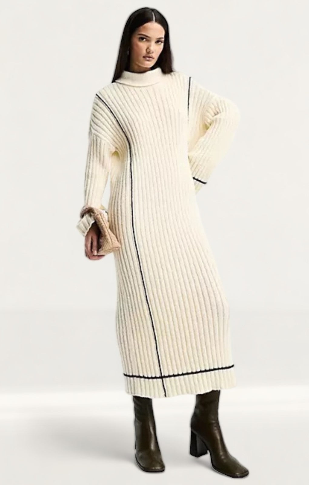 Y.A.S High Neck Knitted Jumper Midi Dress