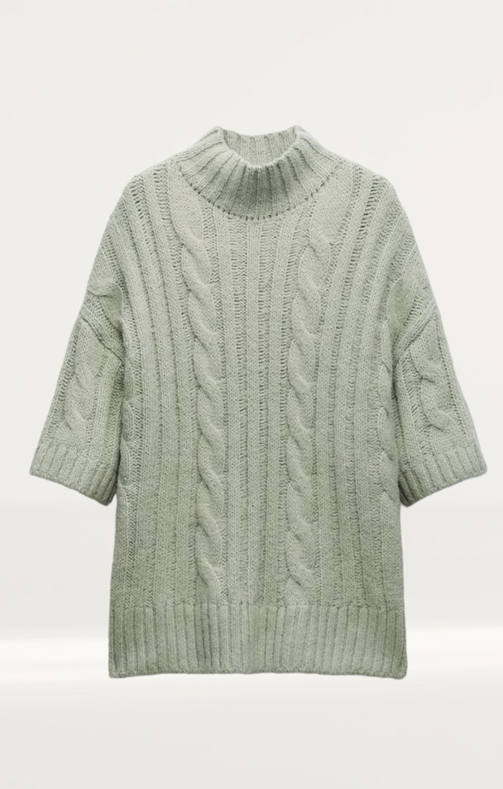Zara Cable-Knit Sweater With Short Sleeves