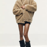 Zara Collection Faux Shearling Bomber Jacket