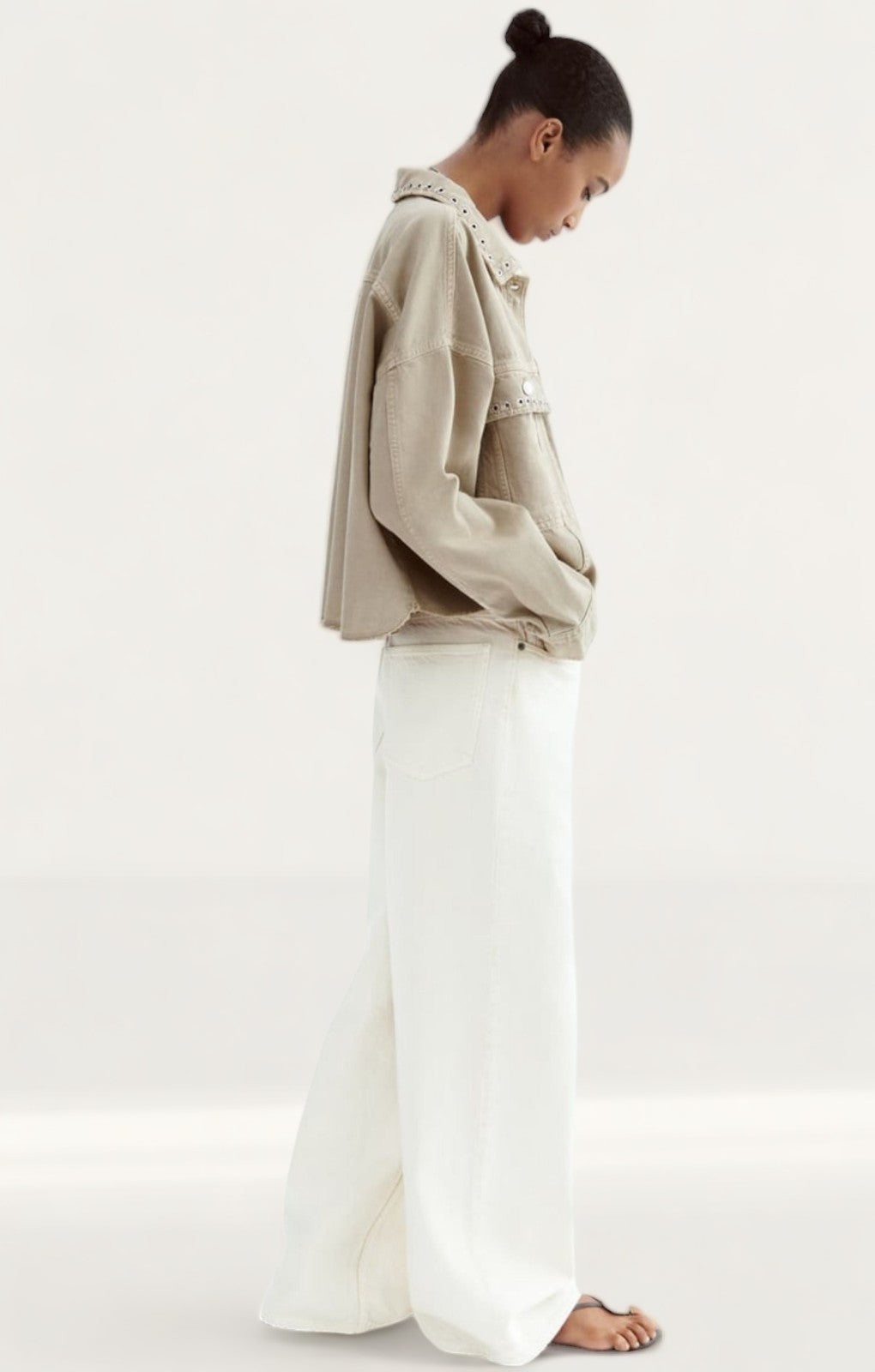 Zara Cropped Overshirt with Piercing Detail