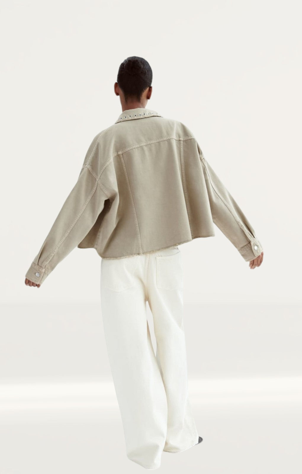 Zara Cropped Overshirt with Piercing Detail