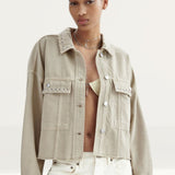 Zara Cropped Overshirt with Piercing Detail