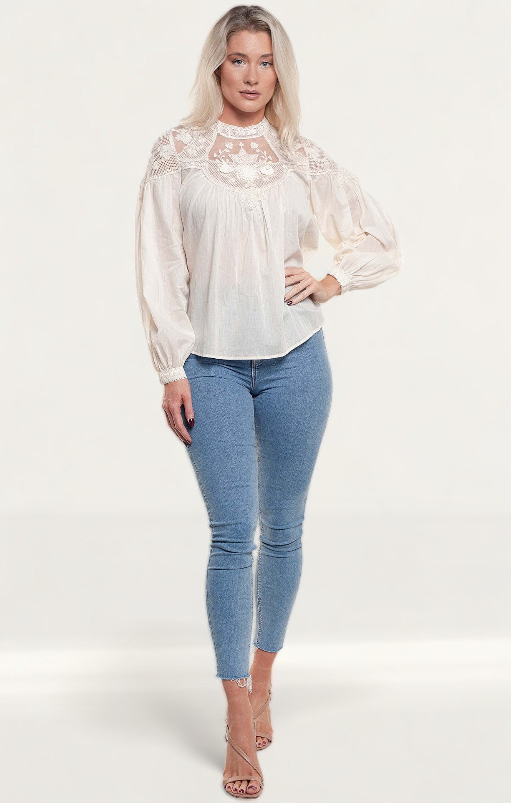 Zara Ecru Embroidered Blouse product image