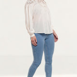 Zara Ecru Embroidered Blouse