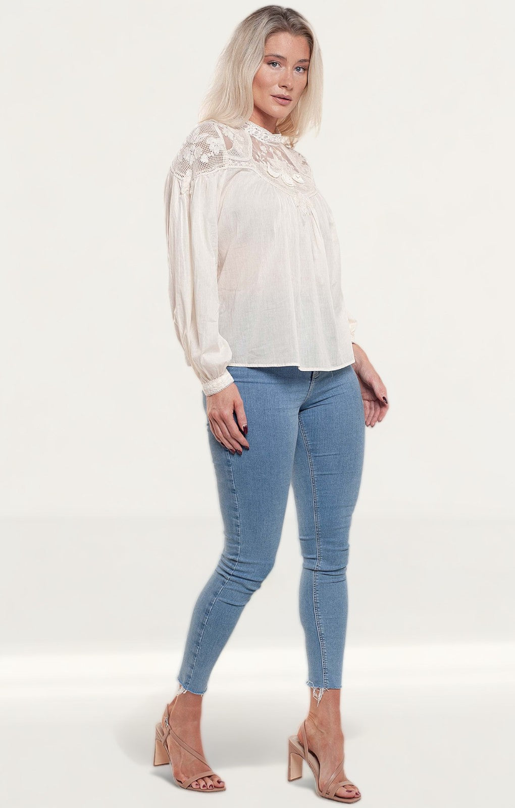 Zara Ecru Embroidered Blouse