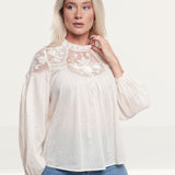 Zara Ecru Embroidered Blouse