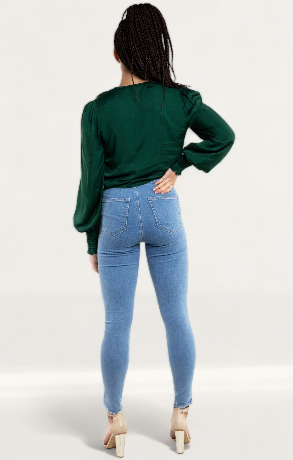 Zara Green Satin Blouse With Knot Detail product image