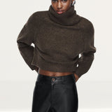 Zara Leather Effect Cropped Mini Flare Trousers product image
