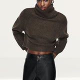 Zara Leather Effect Cropped Mini Flare Trousers