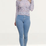 Zara Mauve Printed Blouse With Gathered Detail product image