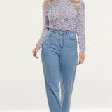 Zara Mauve Printed Blouse With Gathered Detail product image