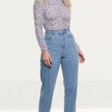 Zara Mauve Printed Blouse With Gathered Detail