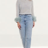 Zara Pearl Grey Blouse With Jacquard Feathers product image