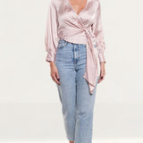 Zara Pink Satin Crossover Top product image