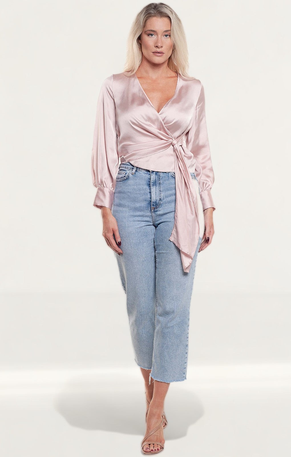 Zara Pink Satin Crossover Top