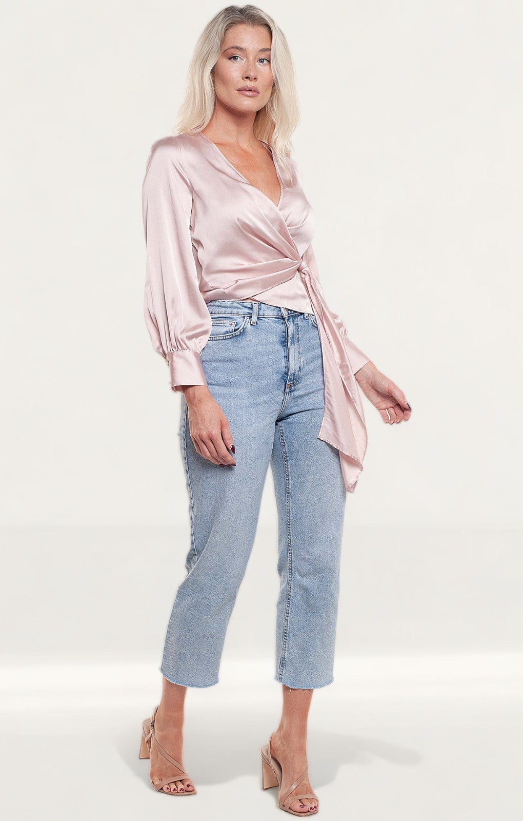 Zara Pink Satin Crossover Top