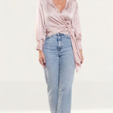 Zara Pink Satin Crossover Top product image