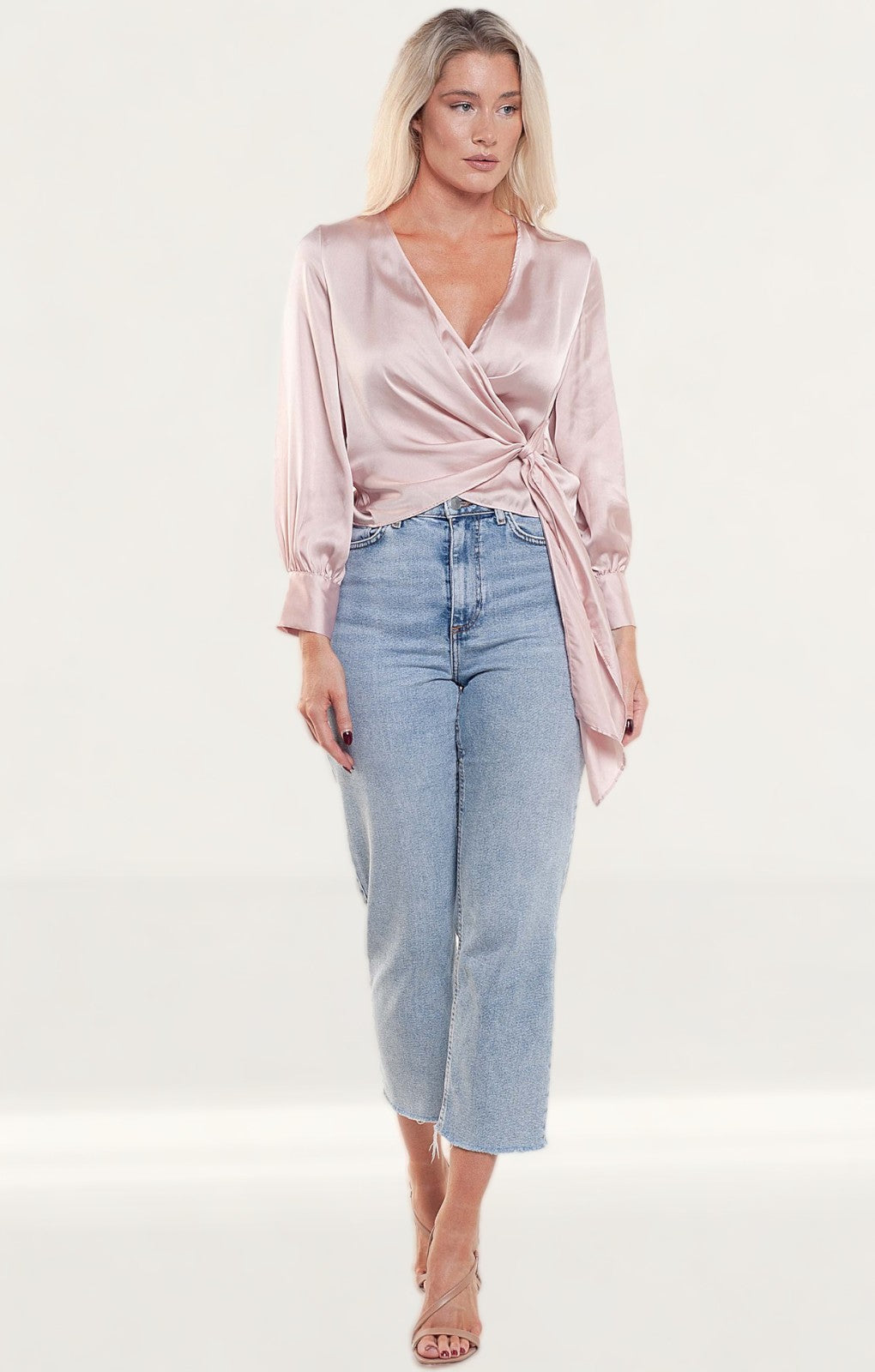 Zara Pink Satin Crossover Top