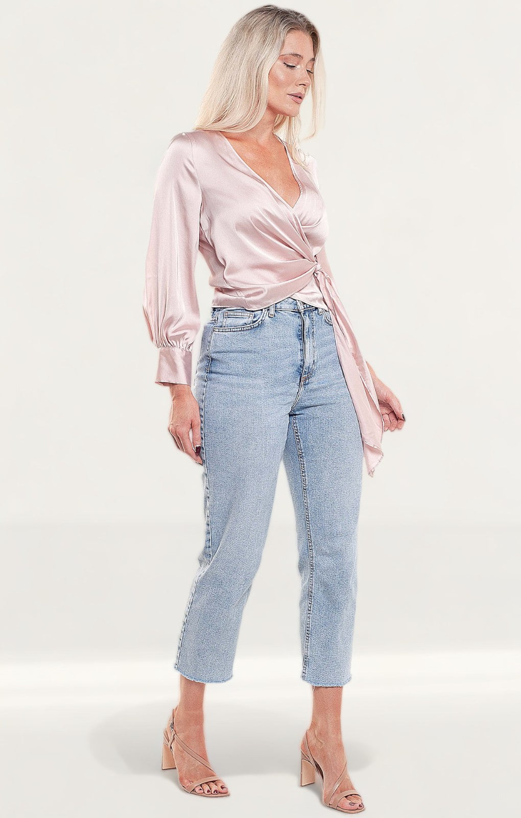 Zara Pink Satin Crossover Top