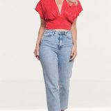 Zara Red Cropped Top With Bow